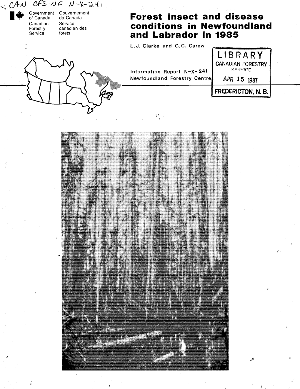 Forest Insect and Disease Conditions in Newfoundland and Labrador in 1985