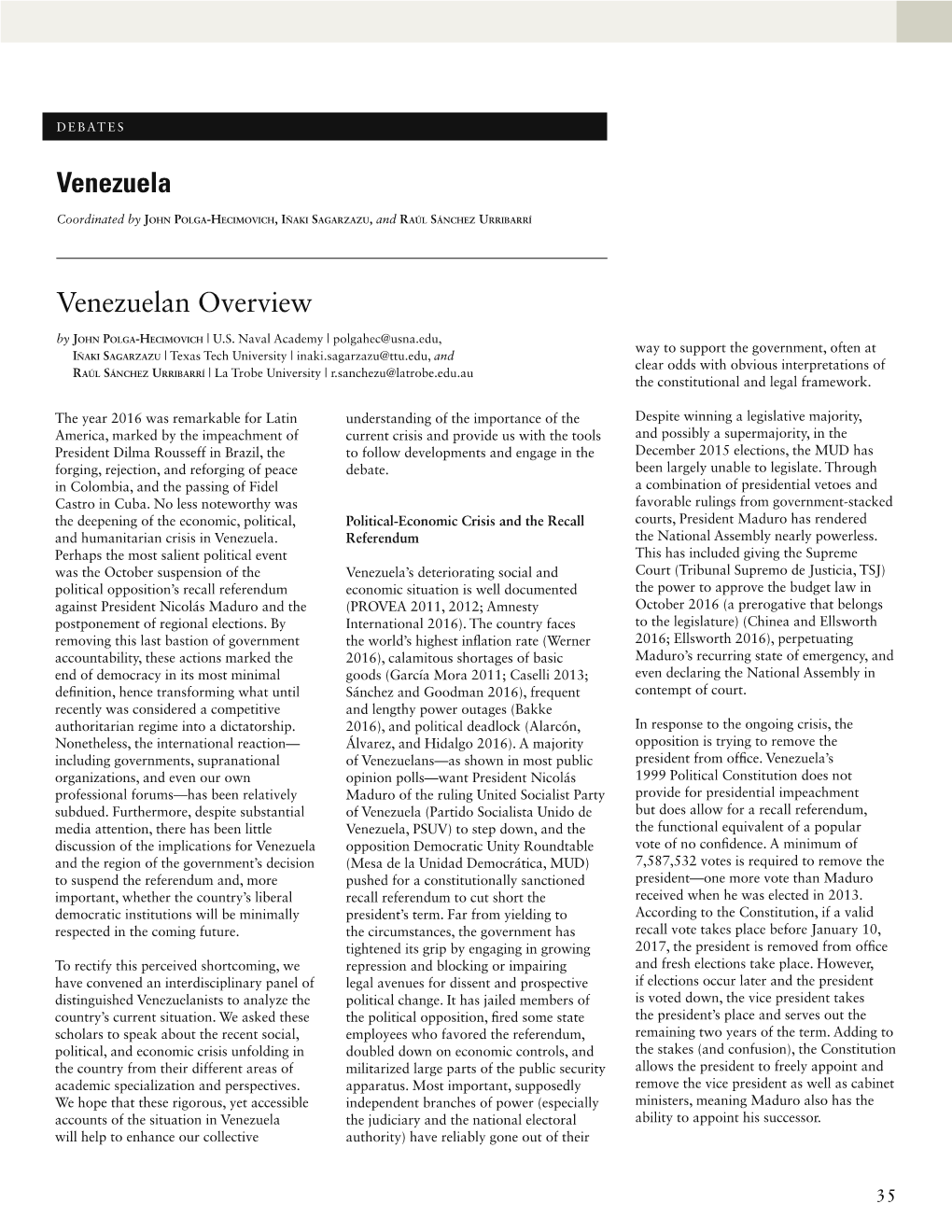 Venezuelan Overview Venezuela