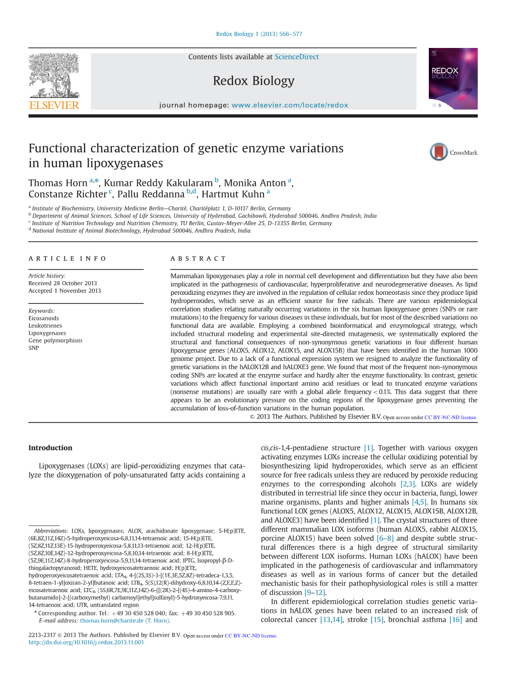 Functional Characterization of Genetic Enzyme Variations in Human Lipoxygenases