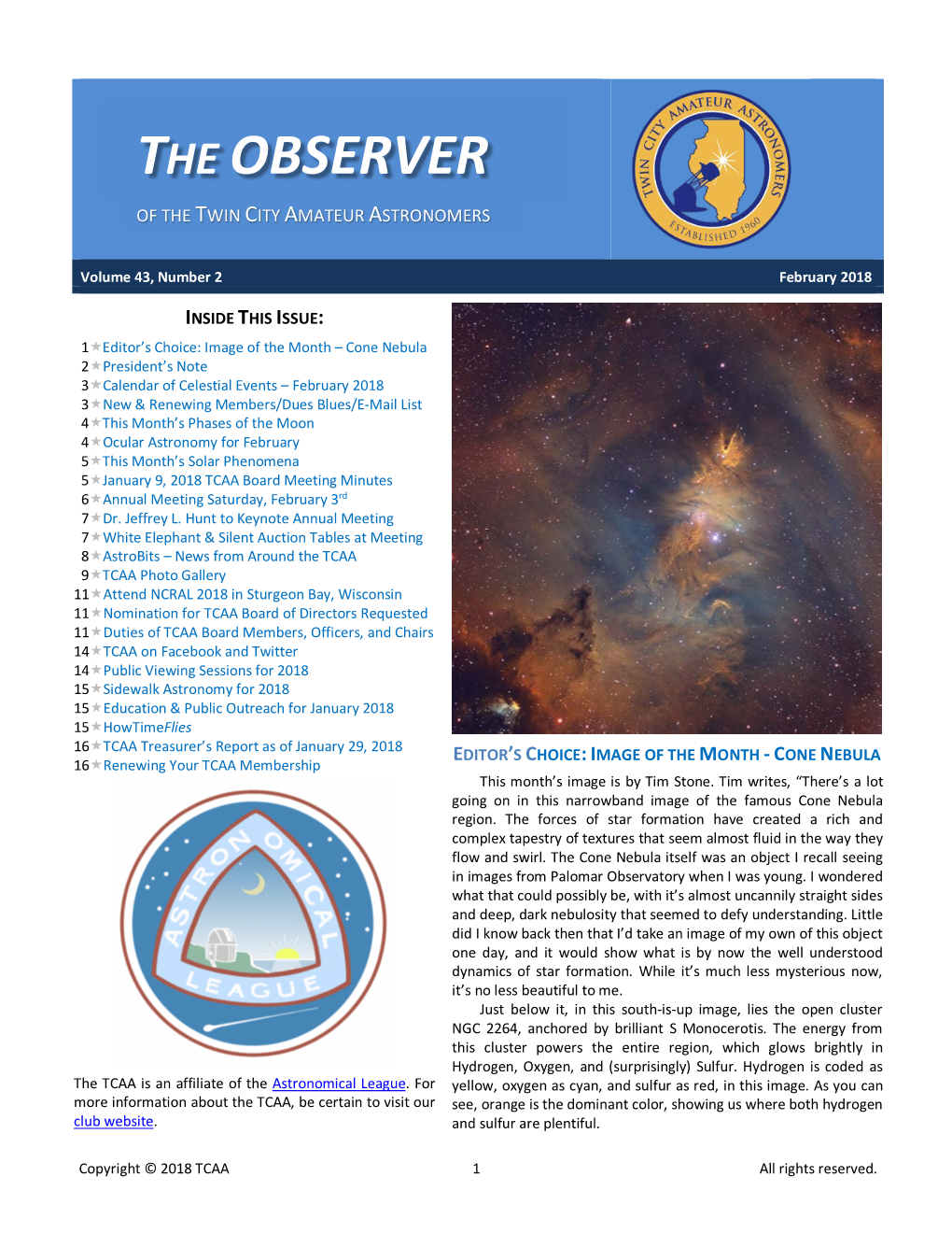 The Observer of the Twin City Amateur Astronomers