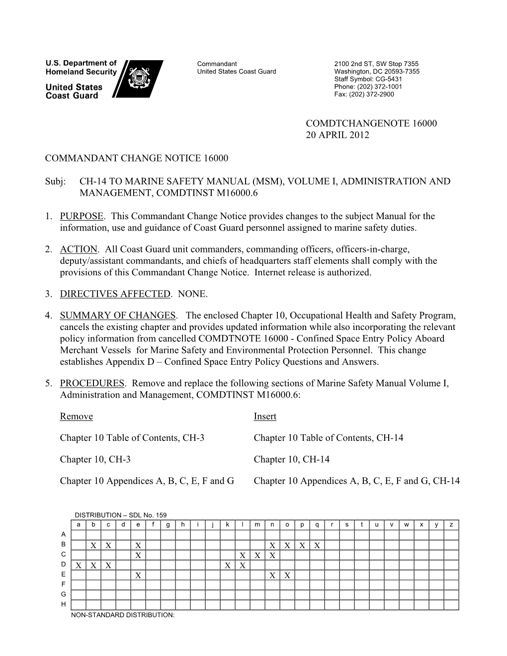 Marine Safety Manual, Volume I, Administration and Management, Comdtinst M16000.6