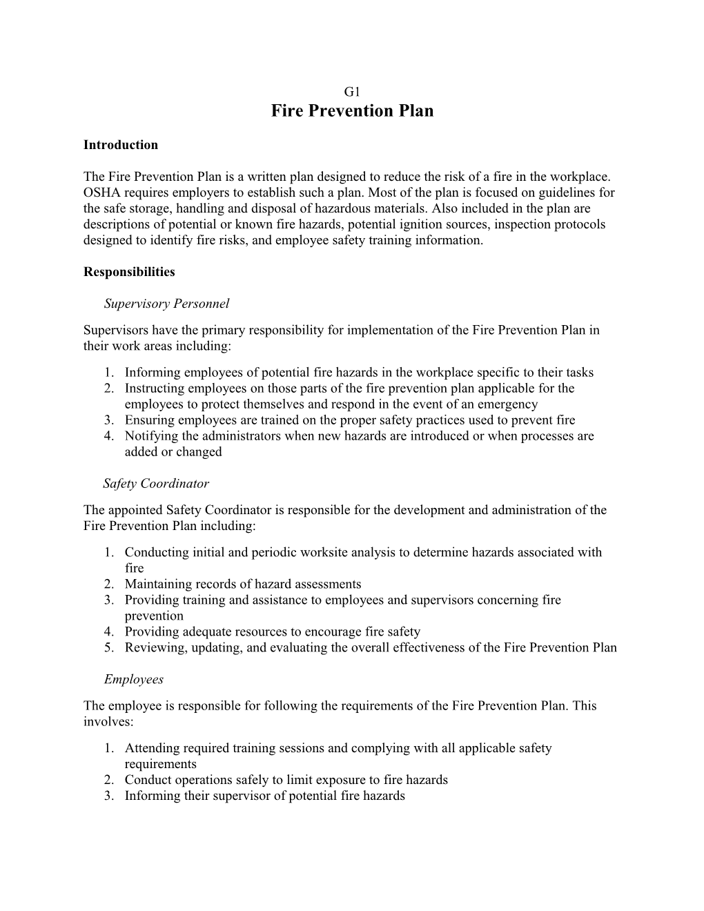 Fire Prevention Plan s1