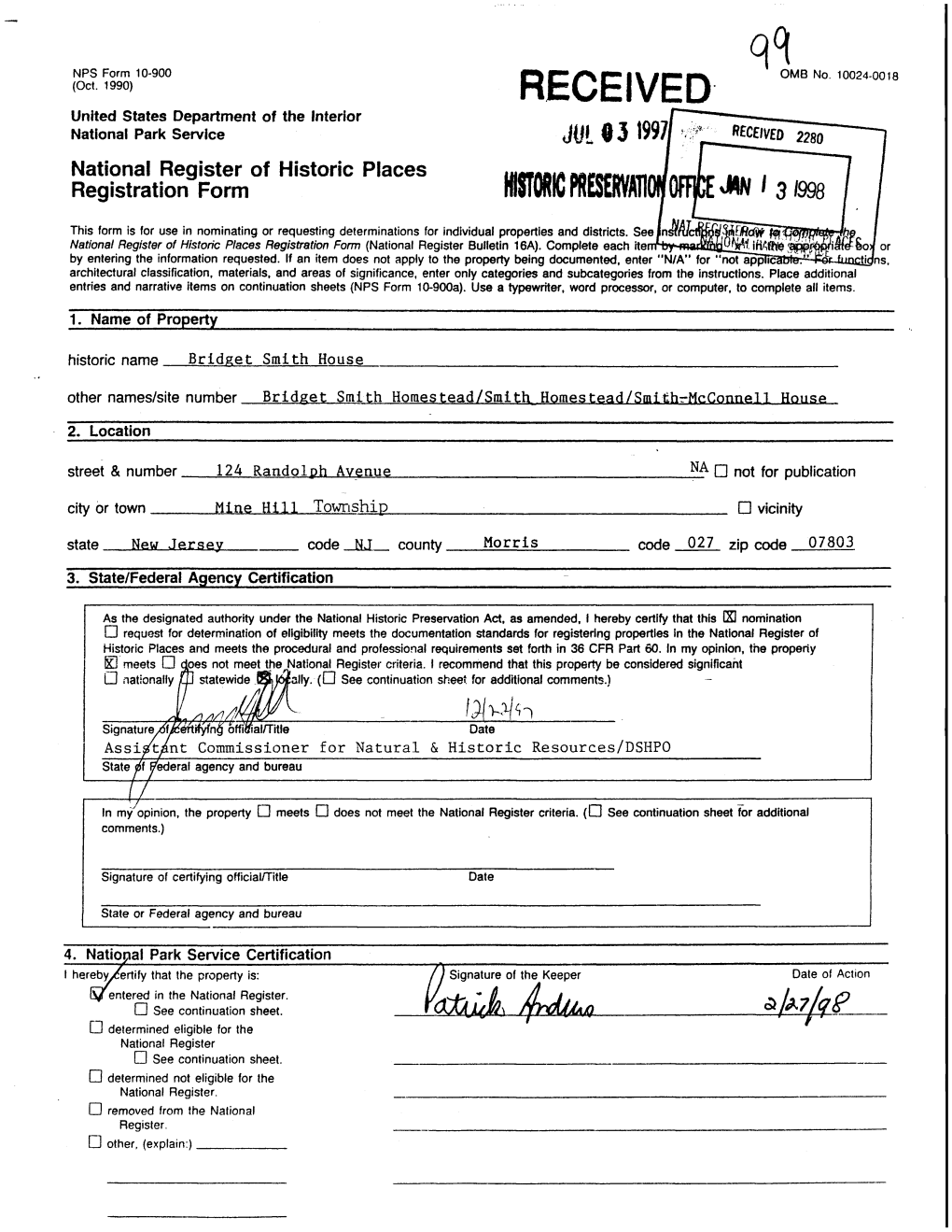 RECEIVED M 03 National Register of Historic Places Registration Form Histoomfl