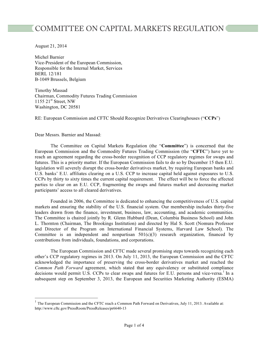 CCMR CCP Recognition Letter