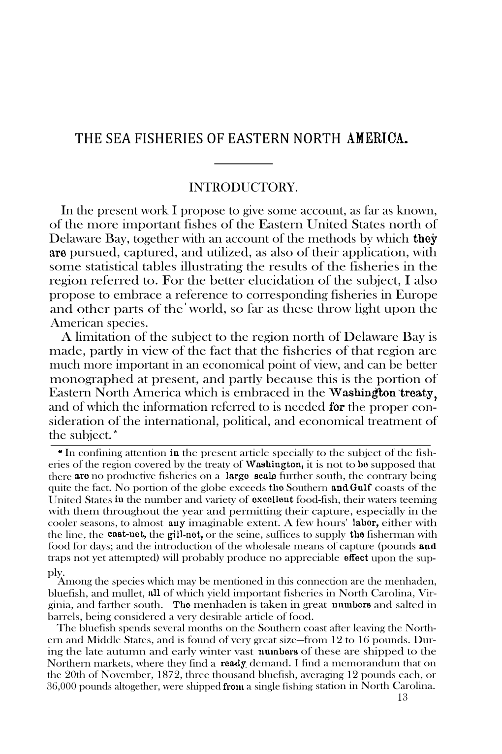 The Sea Fisheries of Eastern North America