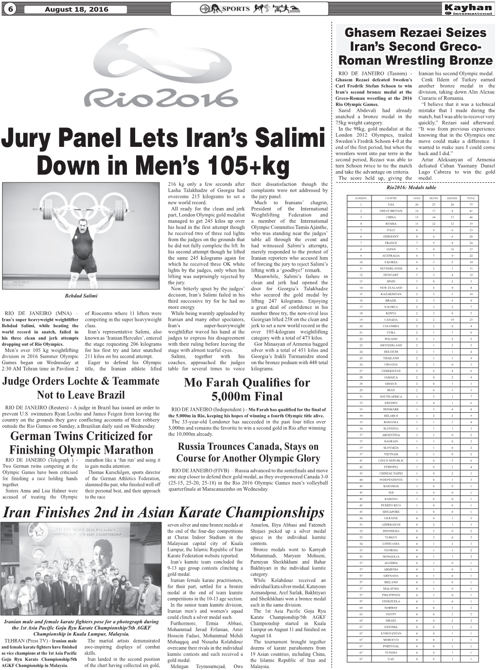 Jury Panel Lets Iran's Salimi Down in Men's 105+Kg