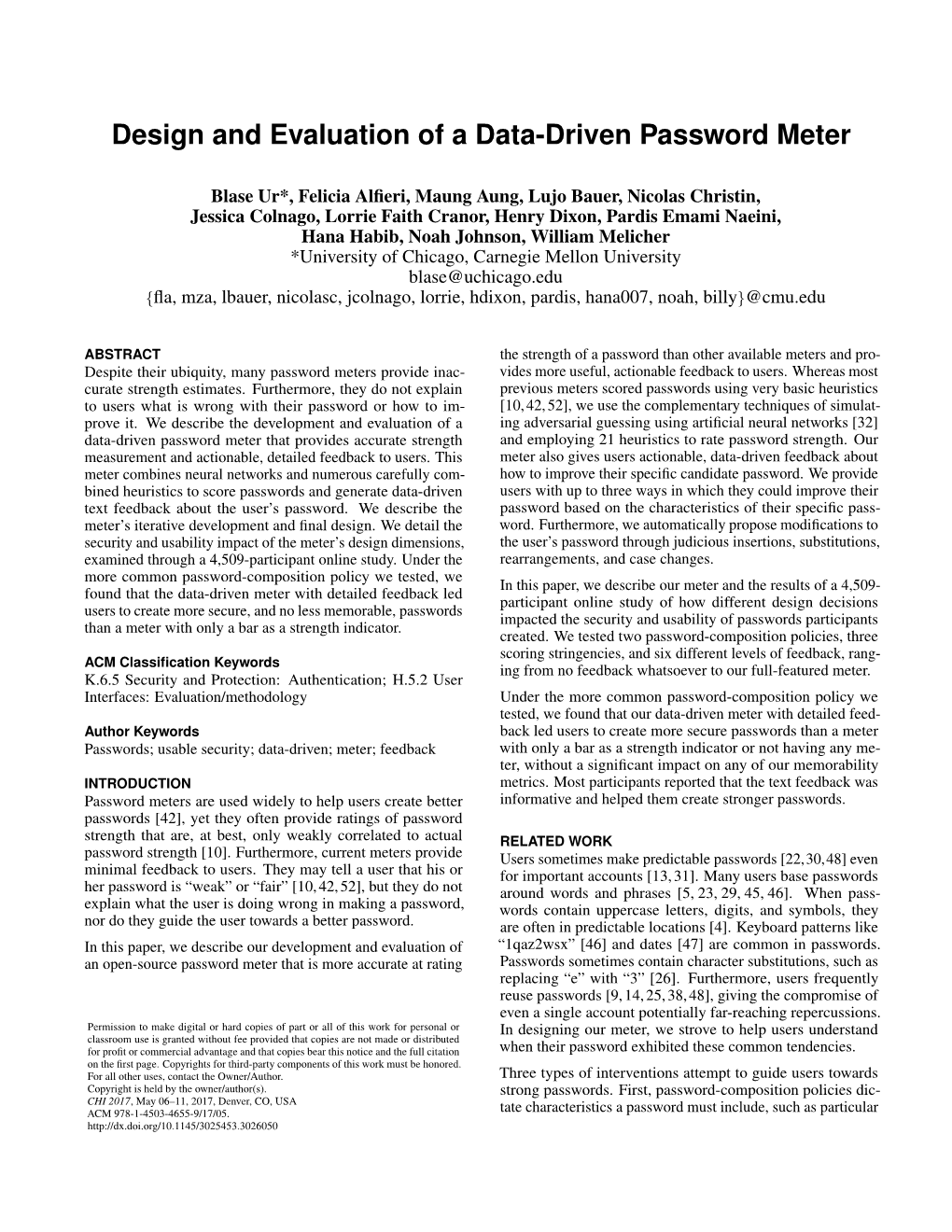 Design and Evaluation of a Data-Driven Password Meter