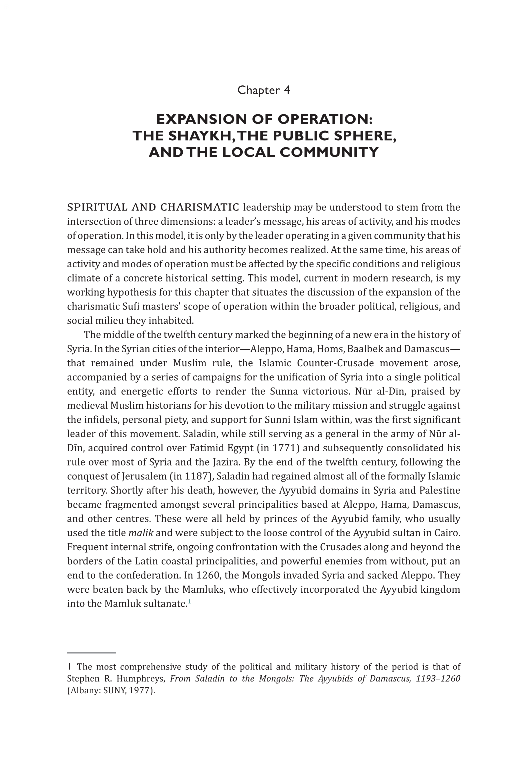 Expansion of Operation: the Shaykh, the Public Sphere, and the Local Community