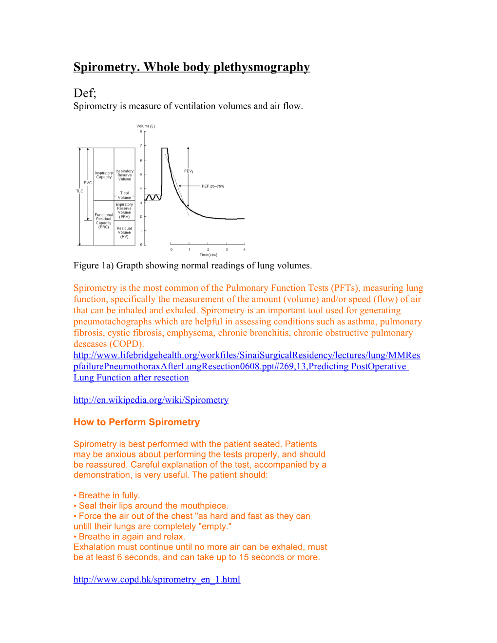 Spirometry. Whole Body Plethysmography