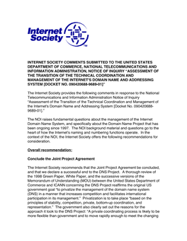 Internet Society Comments Submitted to the United