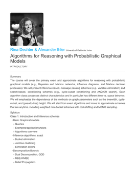 Algorithms for Reasoning with Probabilistic Graphical Models INTRODUCTORY