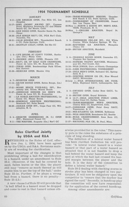 1954 TOURNAMENT SCHEDULE Rules Clarified Jointly by USGA and R&A