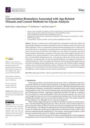 Glycosylation Biomarkers Associated with Age-Related Diseases and Current Methods for Glycan Analysis