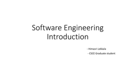 Software Engineering Introduction