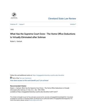 What Has the Supreme Court Done - the Home Office Deductions Is Virtually Eliminated After Soliman