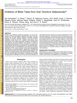 Inhibition of Bitter Taste from Oral Tenofovir Alafenamide S