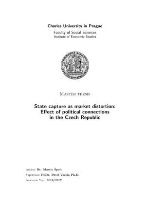 State Capture As Market Distortion: Eﬀect of Political Connections in the Czech Republic
