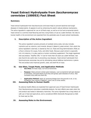 Biopesticides Fact Sheet for Yeast Extract Hydrolysate