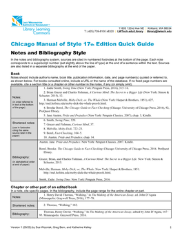 Lwtech Chicago Manual of Style 17Th Edition Quick Guide