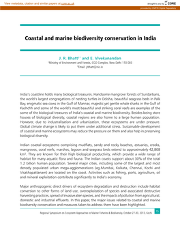 Coastal and Marine Biodiversity Conservation in India