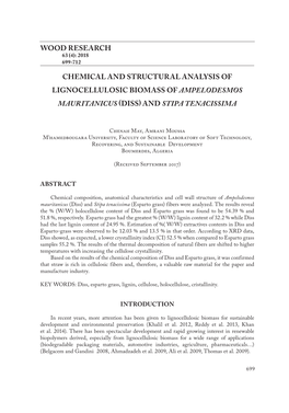 Wood Research Chemical and Structural Analysis Of