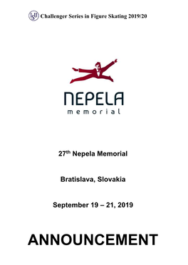 27Th Nepela Memorial Announcement