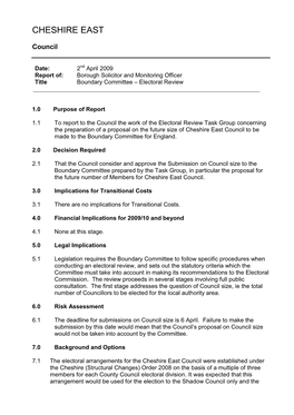 Boundary Committee – Electoral Review