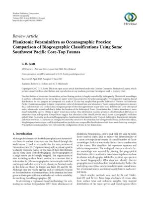 Planktonic Foraminifera As Oceanographic Proxies: Comparison of Biogeographic Classifications Using Some Southwest Pacific Core-Top Faunas