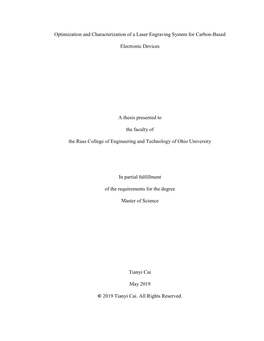 Optimization and Characterization of a Laser Engraving System for Carbon-Based