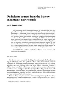 Botond Radiolarite Sources from the Bakony Mountains