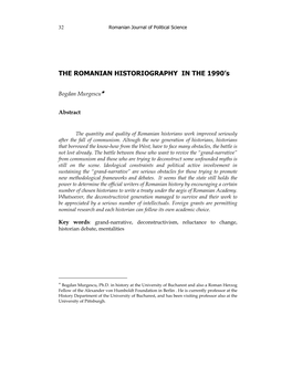 THE ROMANIAN HISTORIOGRAPHY in the 1990'S