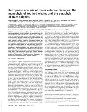 The Monophyly of Toothed Whales and the Paraphyly of River Dolphins