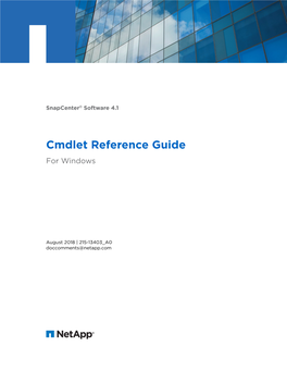 Snapcenter Software 4.1 Cmdlet Reference Guide for Windows