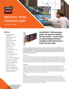 AMD Firepro™ W4100 Professional Graphics in a Class of Its Own