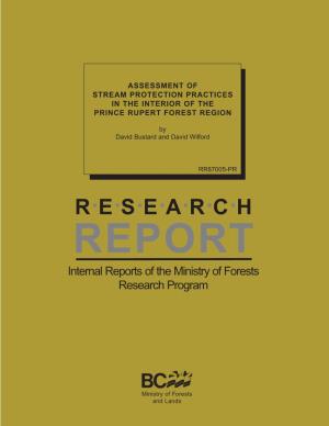 R·E·S·E·A·R·C·H REPORT Internal Reports of the Ministry of Forests Research Program