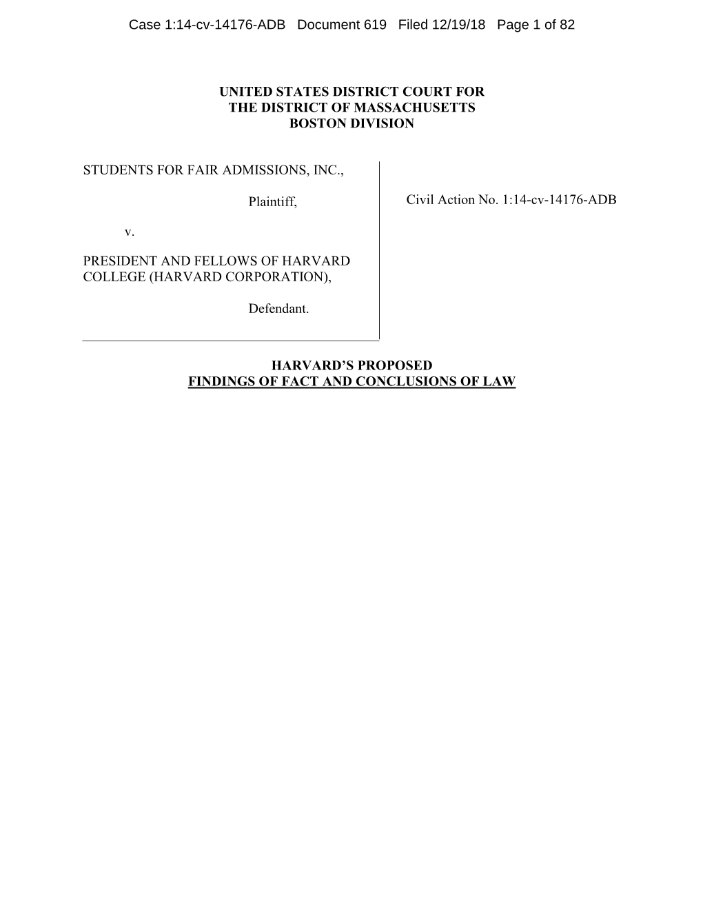 Case 1:14-Cv-14176-ADB Document 619 Filed 12/19/18 Page 1 of 82