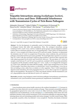 Tripartite Interactions Among Ixodiphagus Hookeri, Ixodes Ricinus and Deer: Diﬀerential Interference with Transmission Cycles of Tick-Borne Pathogens