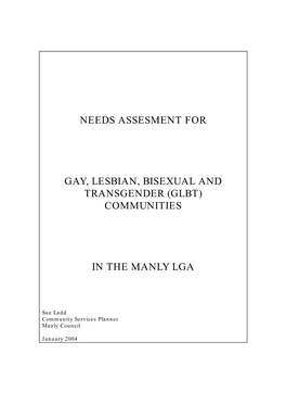 Needs Assesment for Gay, Lesbian, Bisexual and Transgender (Glbt)