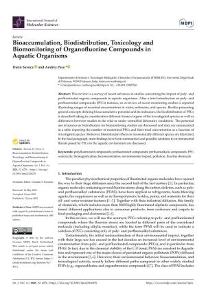 Bioaccumulation, Biodistribution, Toxicology and Biomonitoring of Organoﬂuorine Compounds in Aquatic Organisms