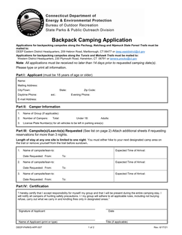 Backpacking Camping Application