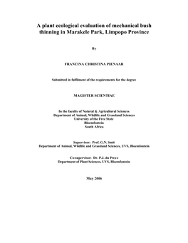 M.Sc Thesis, University of the Free State, Bloemfontein