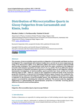 Distribution of Microcrystalline Quartz in Glassy Fulgurites from Garuamukh and Kimin, India