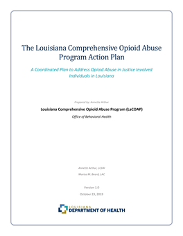 The Louisiana Comprehensive Opioid Abuse Program Action Plan