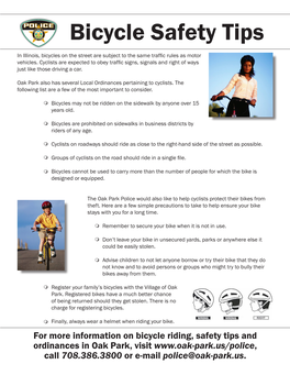 Bicycle Safety Tips