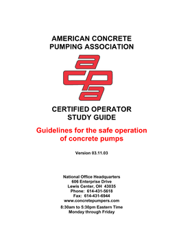 Guidelines for the Safe Operation of Concrete Pumps