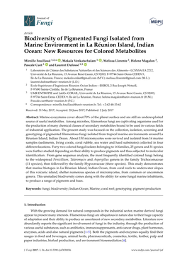 Biodiversity of Pigmented Fungi Isolated from Marine Environment in La Réunion Island, Indian Ocean: New Resources for Colored Metabolites