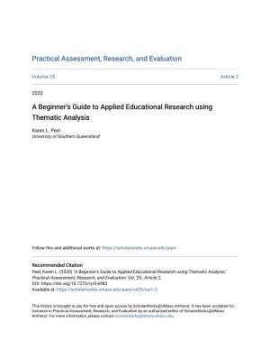 A Beginner's Guide to Applied Educational Research Using Thematic Analysis