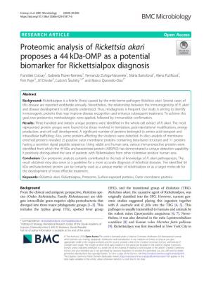 Proteomic Analysis of Rickettsia Akari Proposes a 44 Kda-OMP As A