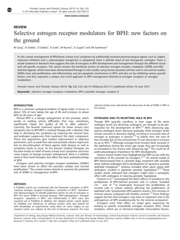 Selective Estrogen Receptor Modulators for BPH: New Factors on the Ground