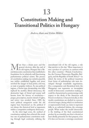 Constitution Making and Transitional Politics in Hungary © Copyright By